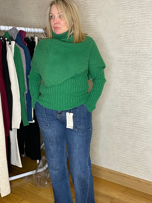 Charlotte Poncho Jumper - Green